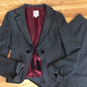 Nanette Lepore Black Tweed Jacket Skirt Suit Set size 2
